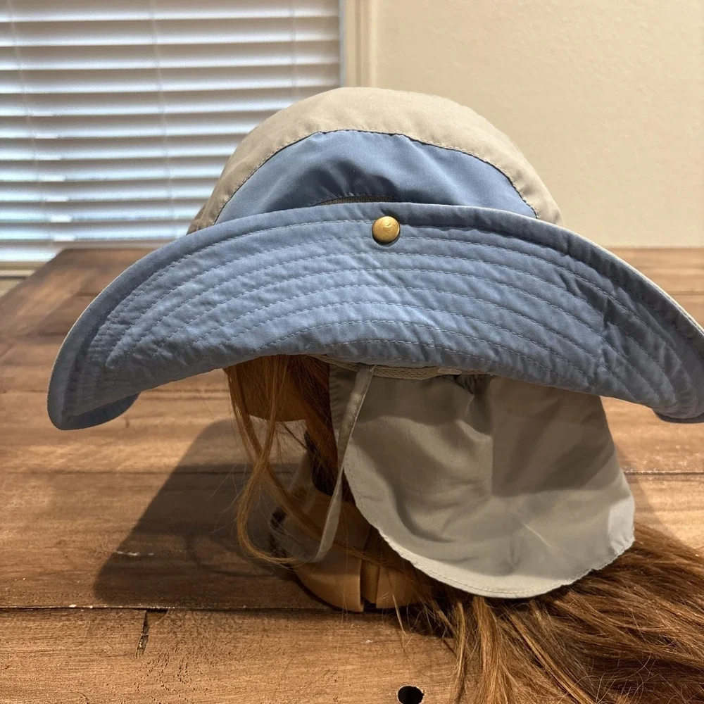 MAGELLAN Floatable Blue/GrayFishing Boonie Hat w/Chin Strap And Sun Shield